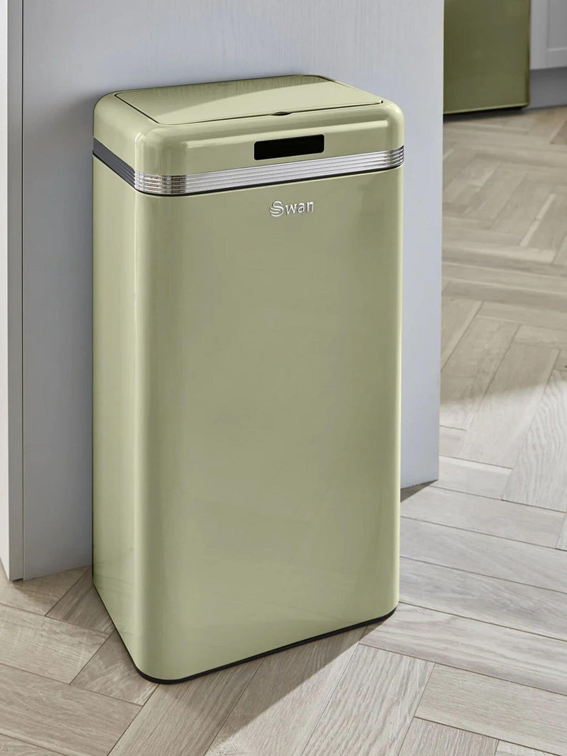 Swan Green Retro Square Sensor Bin 45L (British brand)