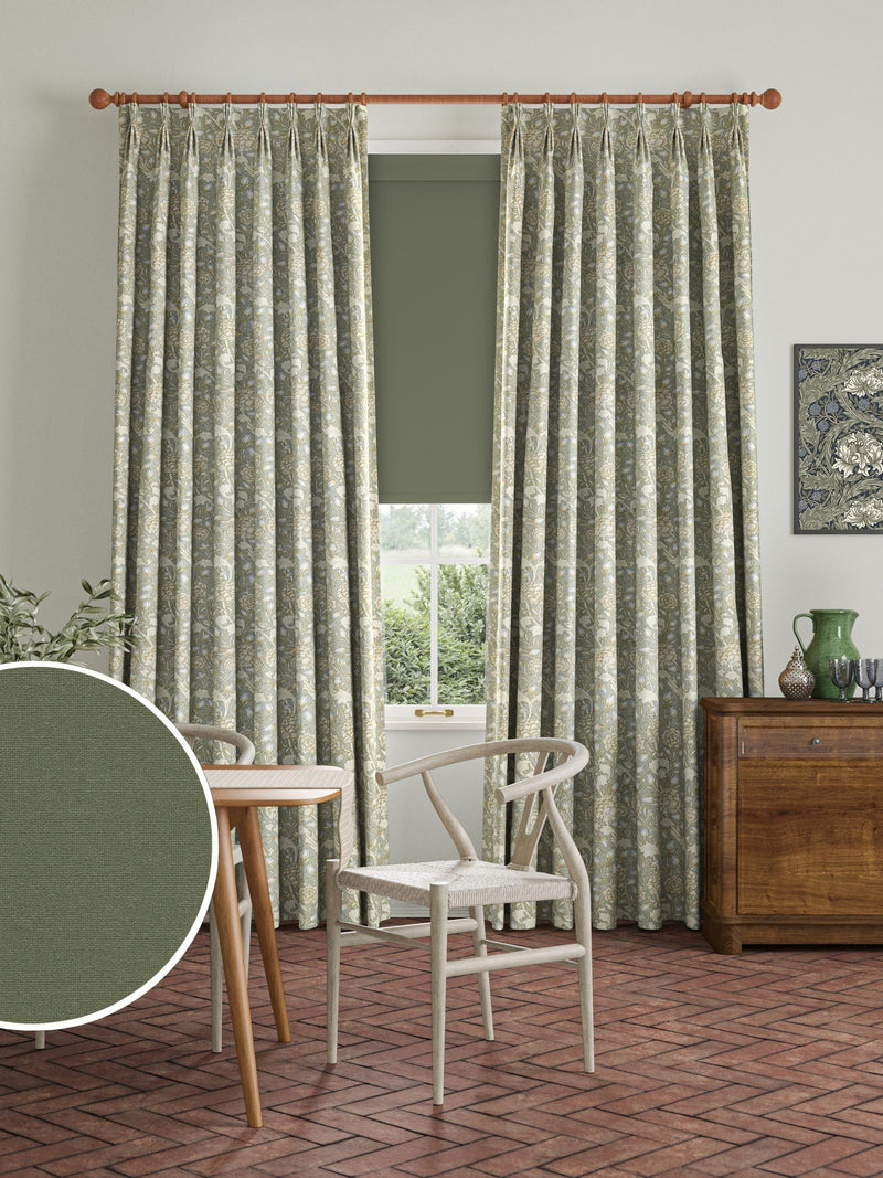 William Morris At Home Moss Green Waltham roller blind, imported from the UK