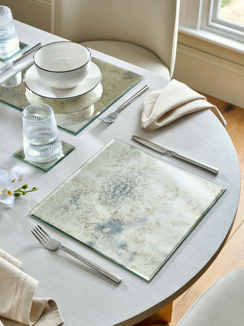 Silver Galaxy Glass Placemats Set of 2 29cm x 29cm (British brand)