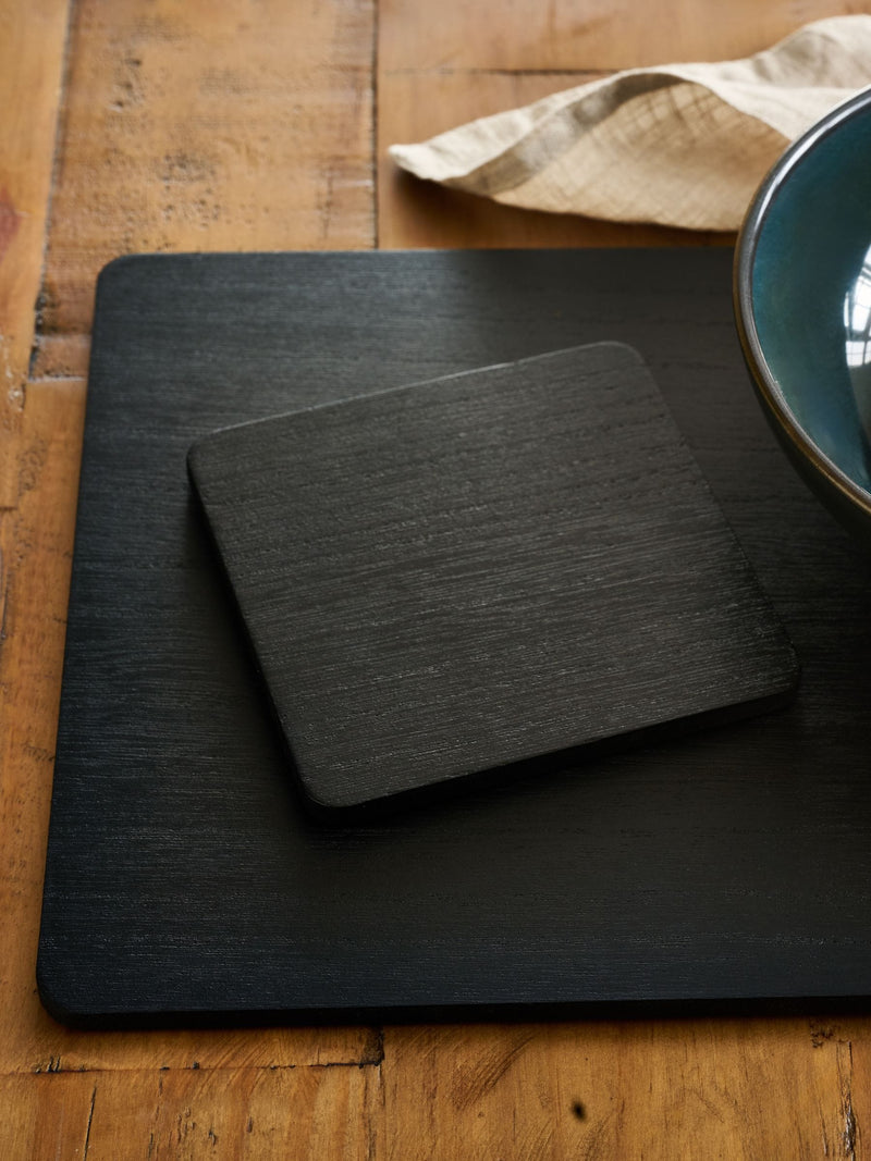 Black wooden placemat and coaster set of 4 - British product