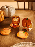 Orange pumpkin coasters set of 4 with holder (British brand)