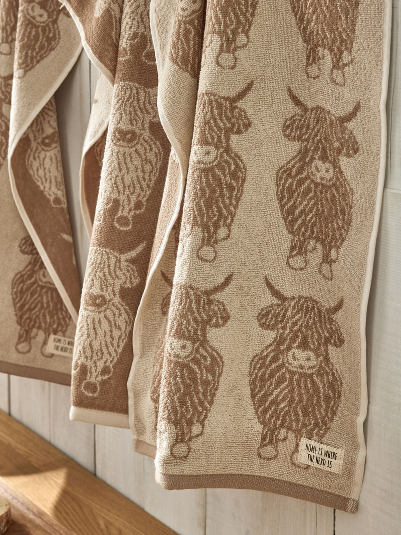 Natural Hamish patterned terry tea towels set of 3 - British product