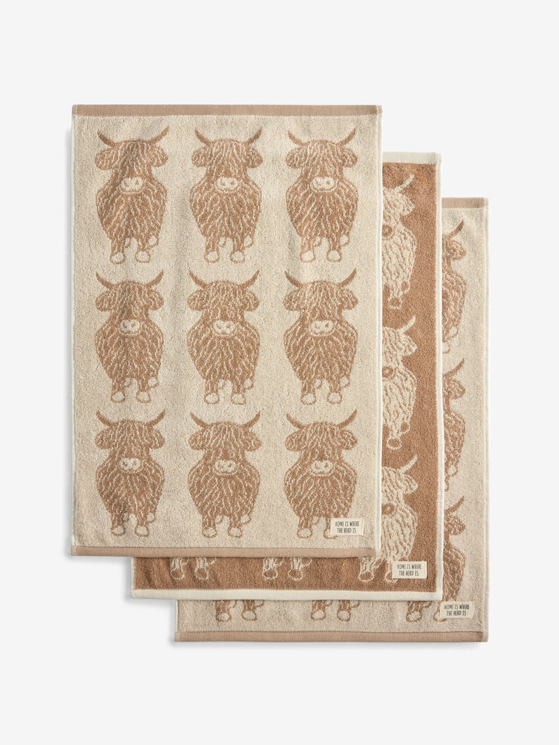 Natural Hamish patterned terry tea towels set of 3 - British product