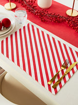 Next Catherine Lansfield 4 Pack Red Christmas Candy Cane 100% Cotton Dining Placemats 30x46cm- Buy online at McGrocer