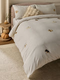 Natural Stripe Pumpkin brushed cotton duvet cover and pillowcase set, imported from the UK