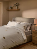 Natural Stripe Pumpkin brushed cotton duvet cover and pillowcase set, imported from the UK