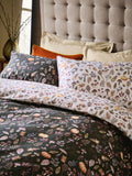 Natural black pumpkin reversible duvet cover and pillowcase set, imported from the UK