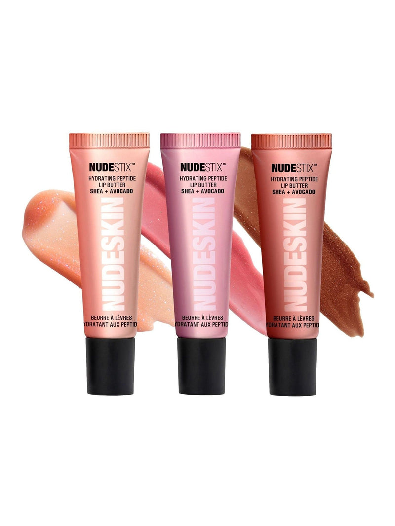 NUDESTIX Lip Butter Set with Vanilla Sprinkle, Rose Sparkle, and Mocha Magic tints, 3 x 10 mL, imported from the UK