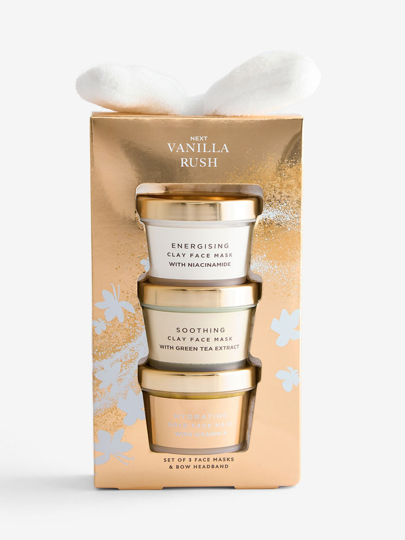 Vanilla Rush face masks and bow headband skincare gift set (British brand)