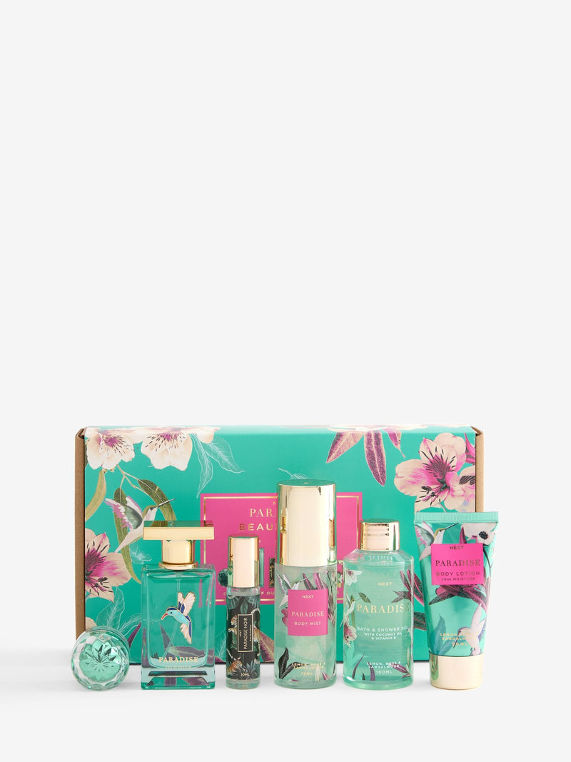 Paradise Beauty Box Gift Set with Paradise & Paradise Noir fragrances, imported from the UK