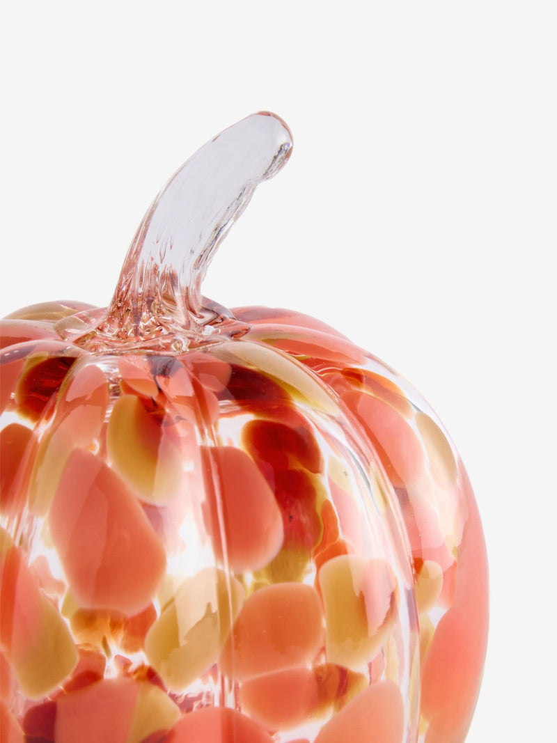 Glass pumpkin ornament with orange red confetti 13.5cm height, imported from the UK
