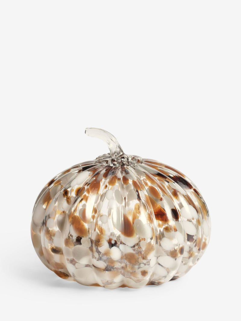 Brown/Natural confetti glass pumpkin ornament - British product