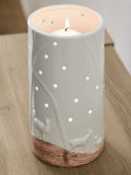 White ceramic woodland scene hurricane candle holder 22.5cm height (British brand)
