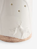 White ceramic woodland scene hurricane candle holder 22.5cm height (British brand)