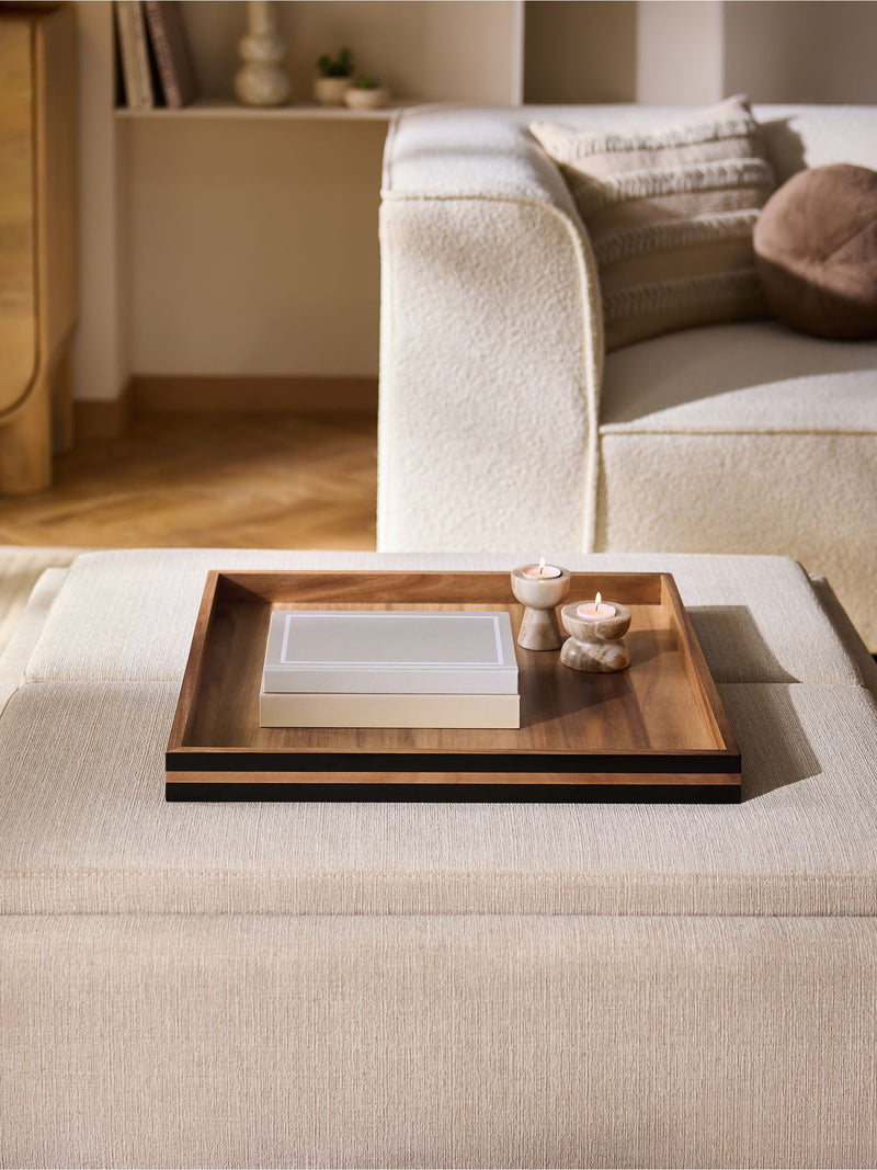 Brown wooden extra large square decorative tray 54cm - British product