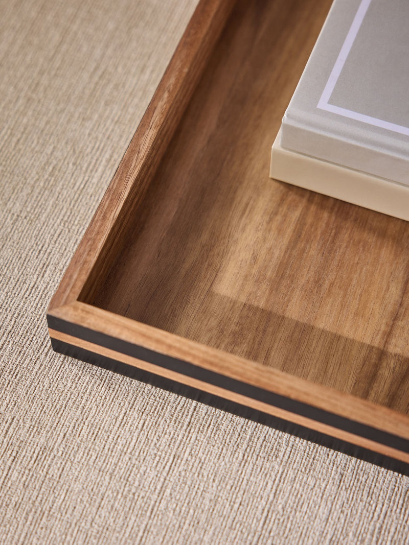 Brown wooden extra large square decorative tray 54cm - British product