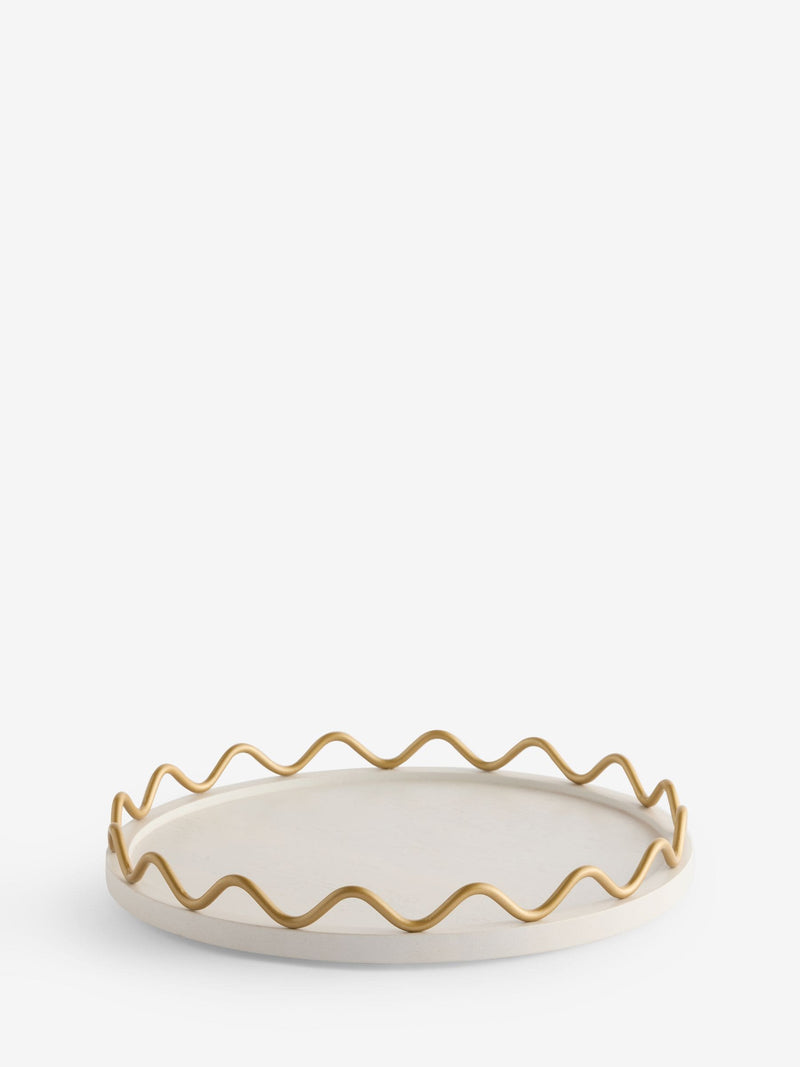White Bronx wooden wiggle tray 30.5cm diameter (British brand)