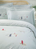Sophie Allport Blue Coastal Boats duvet cover and pillowcase set (British brand)