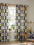 Orla Kiely Navy Abacus Flower eyelet curtains (British brand)
