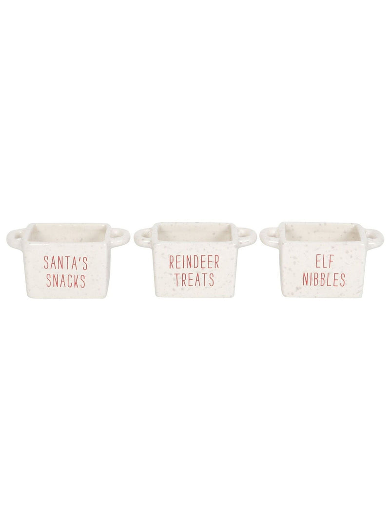 Something Different white ceramic Christmas snack bowls set of 3 (British brand)