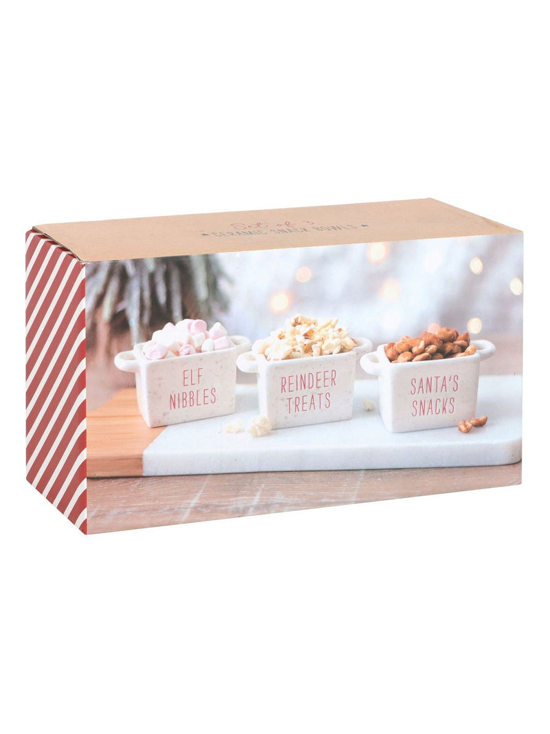 Something Different white ceramic Christmas snack bowls set of 3 (British brand)