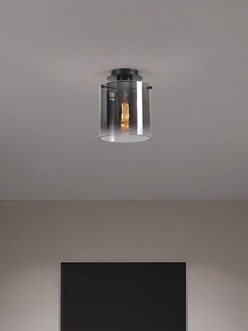 Searchlight Santorini black flush ceiling light 26cm, UK version