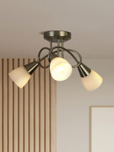 Next Searchlight Thames 3-Light Ceiling Light, Satin Silver, 36cm Width- Buy online at McGrocer