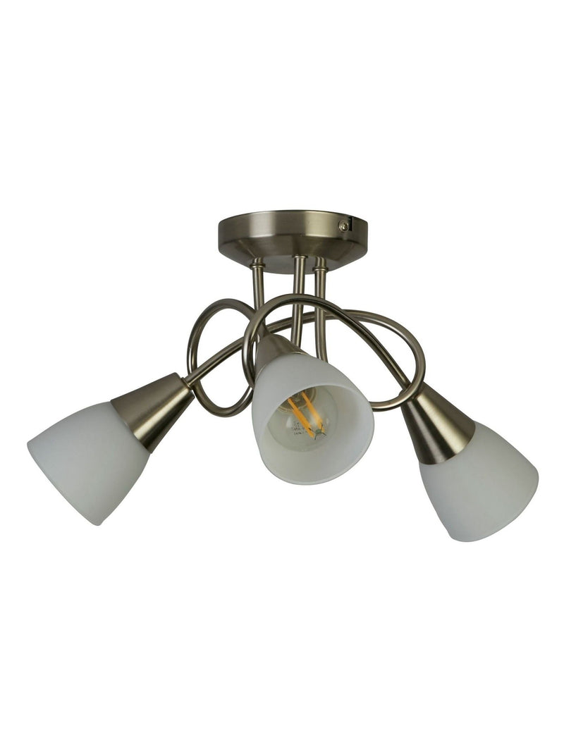 Searchlight satin silver Thames 3-light ceiling light - British product