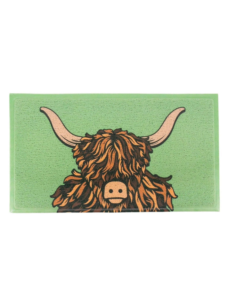 Artsy Mats Green Highland Cow doormat 70x40cm, imported from the UK