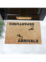 Next Artsy Natural and Black Arrivals and Departures Doormat 60x40cm- Buy online at McGrocer
