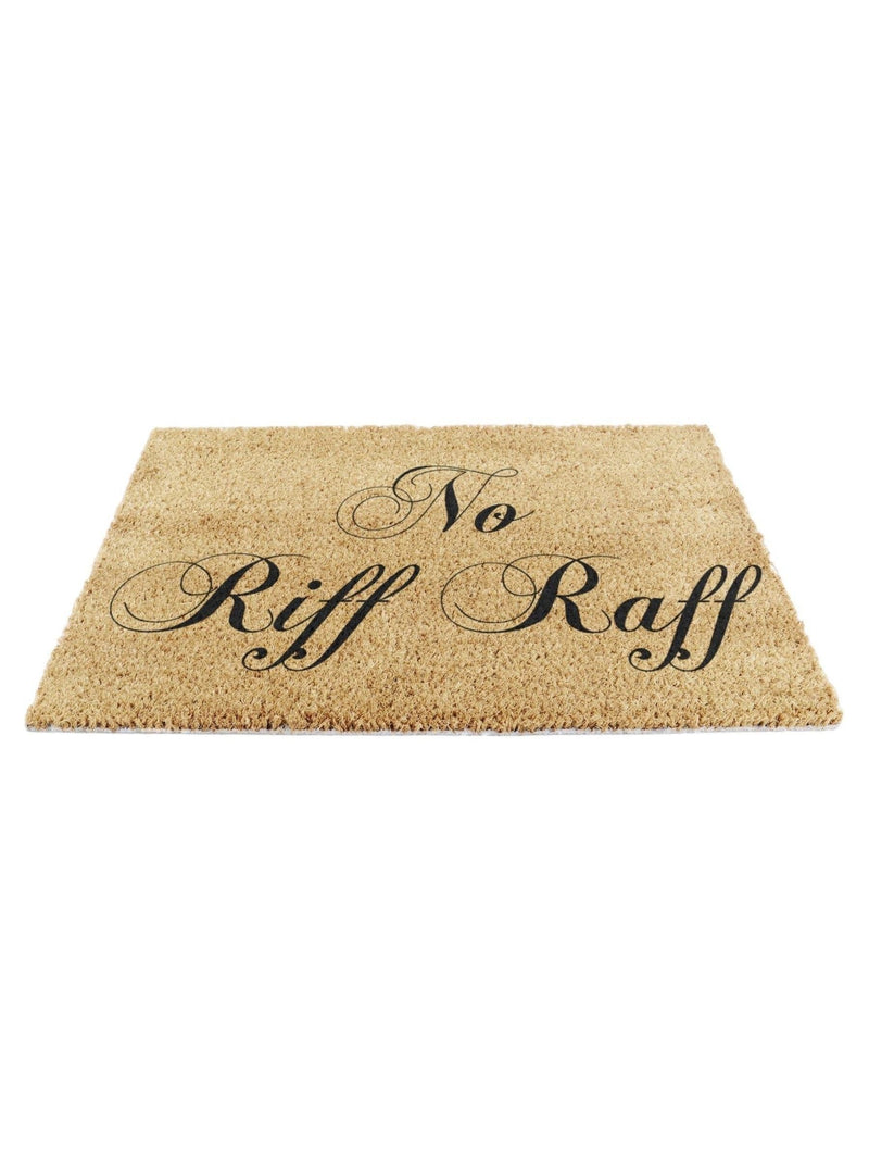 Artsy Mats natural and black No Riff Raff doormat 60x40cm, imported from the UK