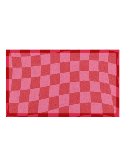 Next Artsy Mats Multi Fuchsia Wavy Checkerboard Indoor Outdoor Doormat 70cm x 40cm- Buy online at McGrocer