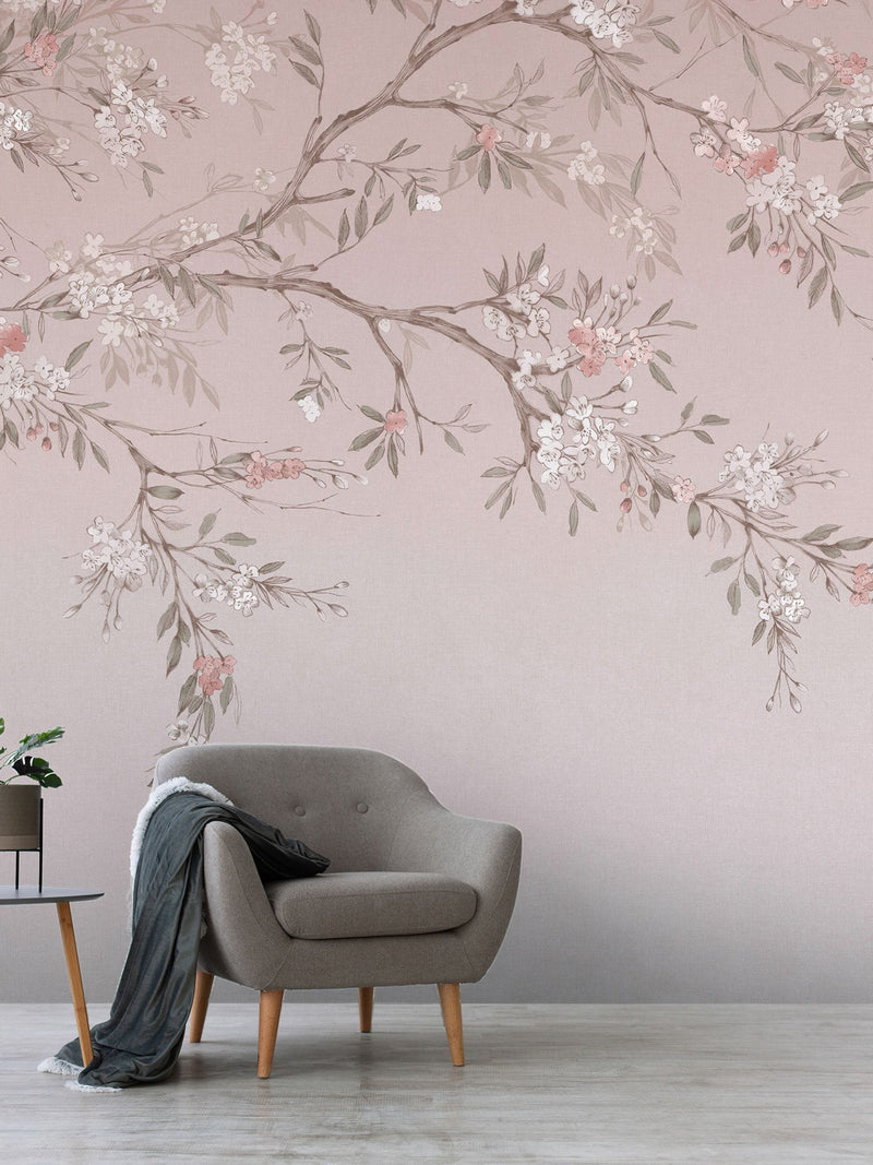 Art For The Home Pink Blossom Trail mural 3M - British product