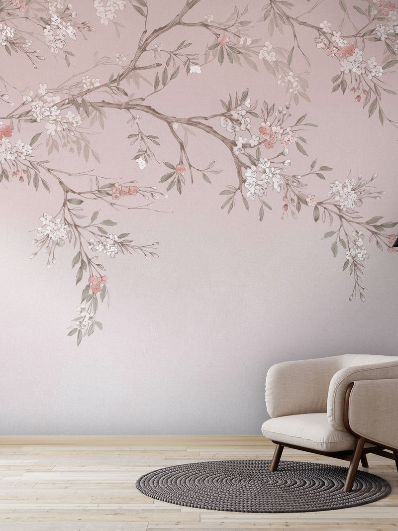 Art For The Home Pink Blossom Trail mural 3M - British product