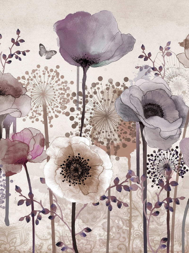 Art For The Home Purple Poppy mural 4M, UK version