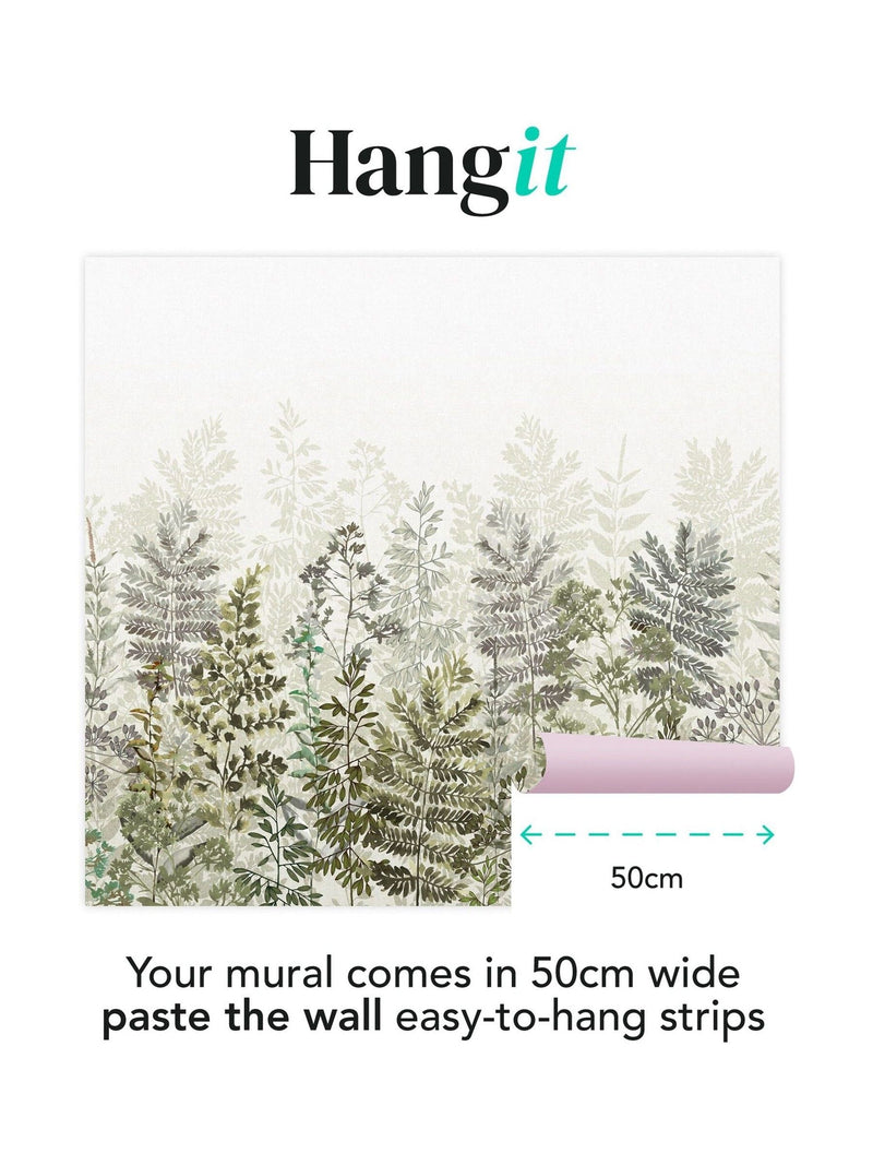 Art For The Home sage leaf silhouette 3M mural, UK version