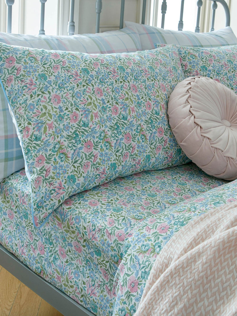 Laura Ashley Blue Powder 100% Cotton Sherston Floral Ditsy Fitted Sheet