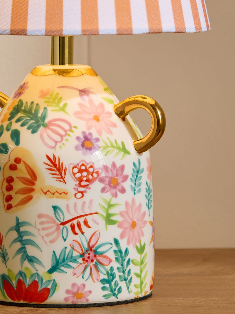Lucy Tiffney kleine Keramik-Tischlampe mit Blumenmuster, UK-Version