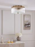 Lipsy flush ceiling light brass ridge glass 33cm, UK version