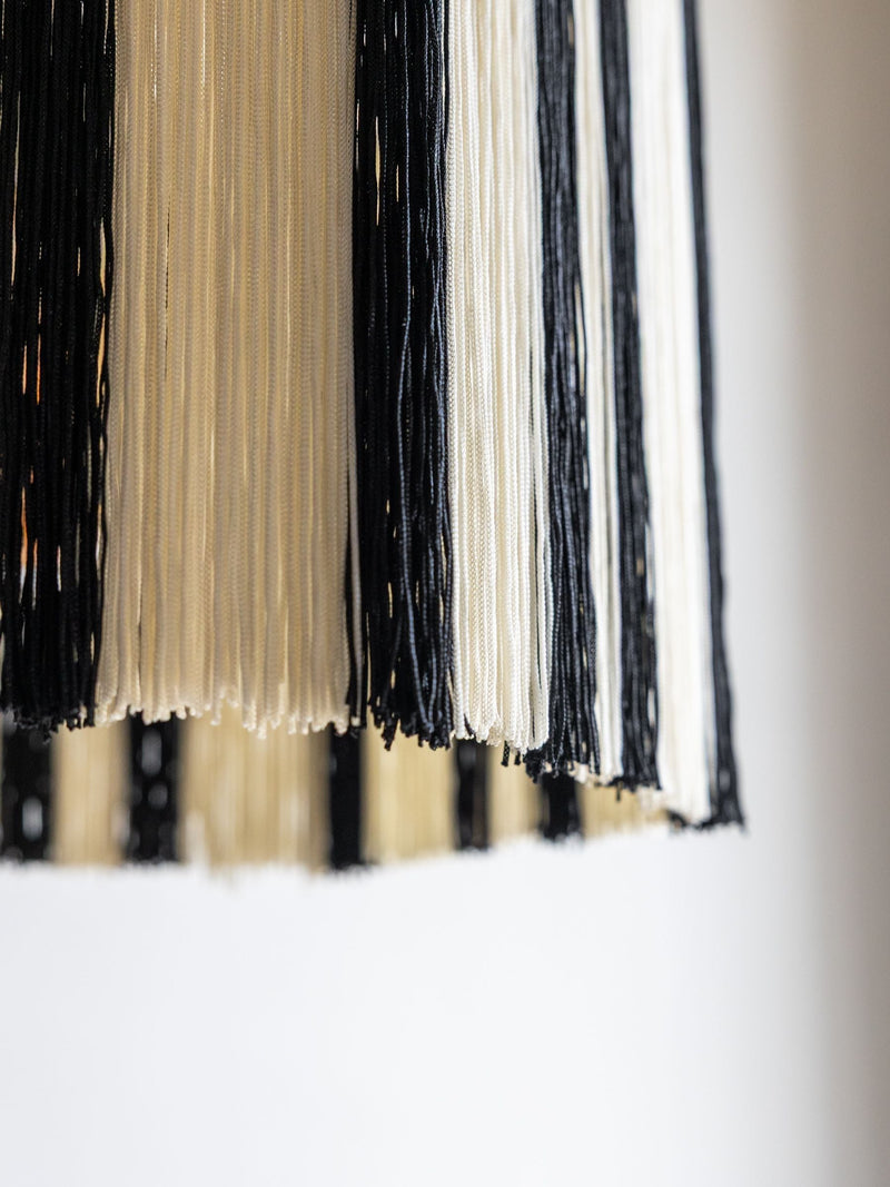 Rockett St George black and white striped fringe ceiling light - British product