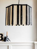 Rockett St George black and white striped fringe ceiling light - British product