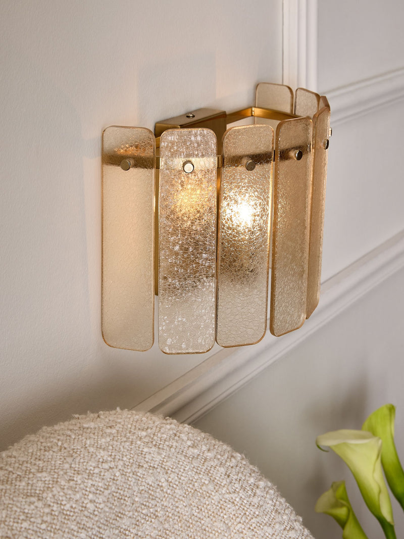 Lipsy crackle glass wall light in champagne gold - British product