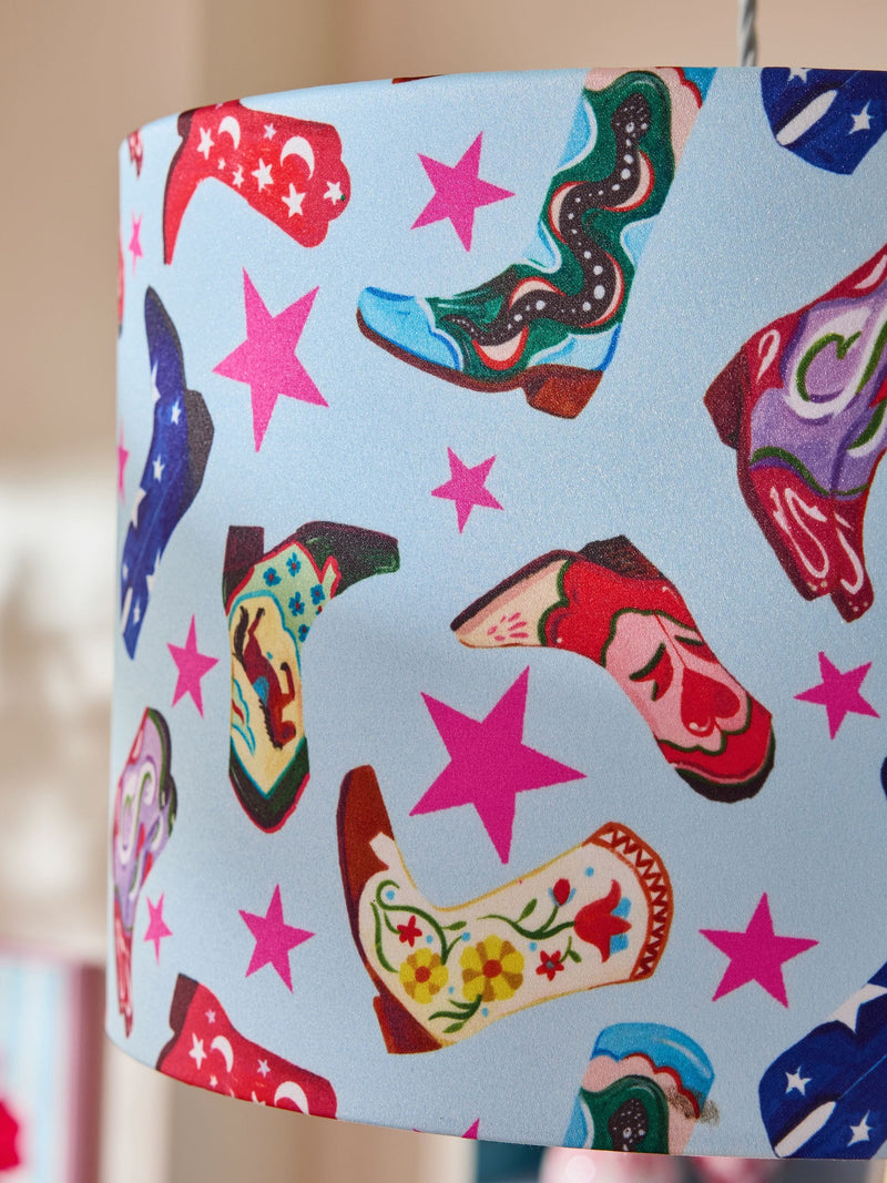 Eleanor Bowmer Pale Blue Cowboy Easyfit lampshade 25cm, imported from the UK