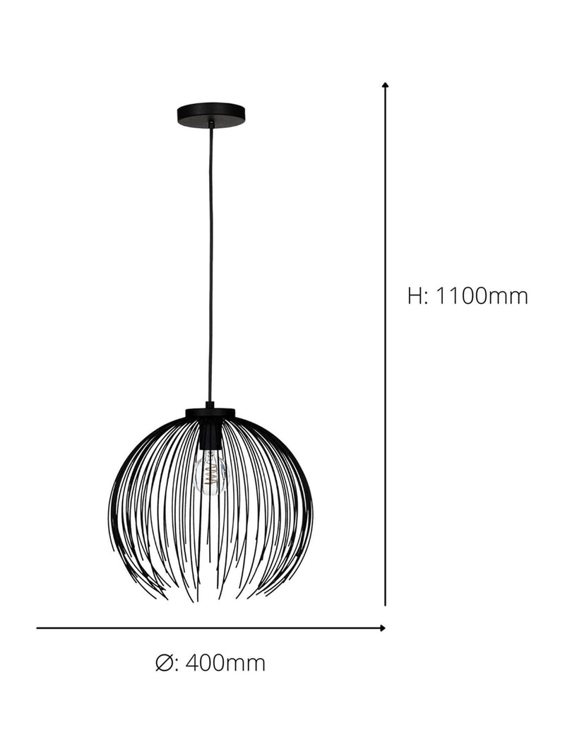 Eglo black steel pendant ceiling light 110cm - British product