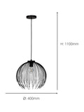 Eglo black steel pendant ceiling light 110cm - British product