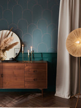 Next Graham & Brown Green or Gold Lancet Wallpaper Sample A4- Buy online at McGrocer