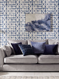 Graham & Brown blue A4 wallpaper sample with indigo shibori pattern (British brand)