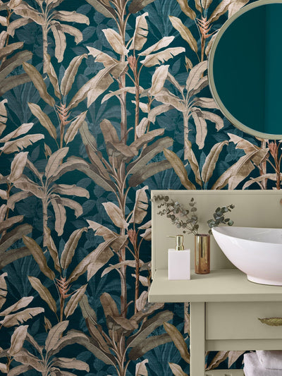 Next Graham & Brown Teal Borneo Wallpaper Sample - A4- Buy online at McGrocer