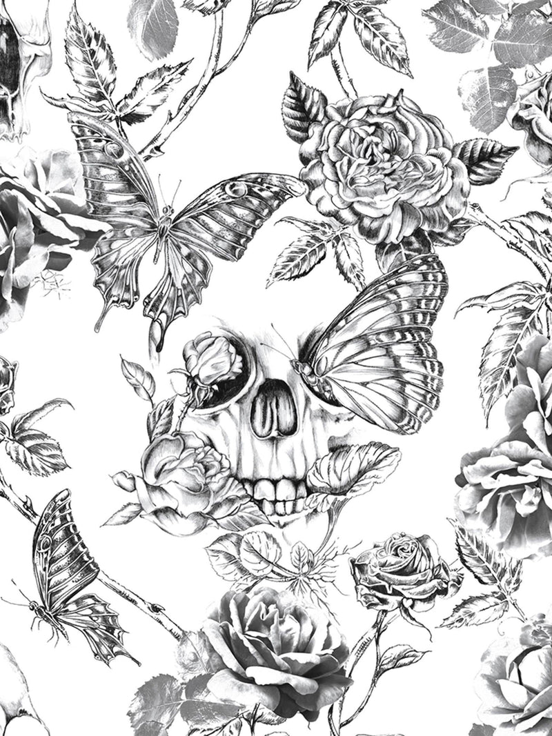 Graham & Brown wallpaper sample Black Skull Roses A4 - British product
