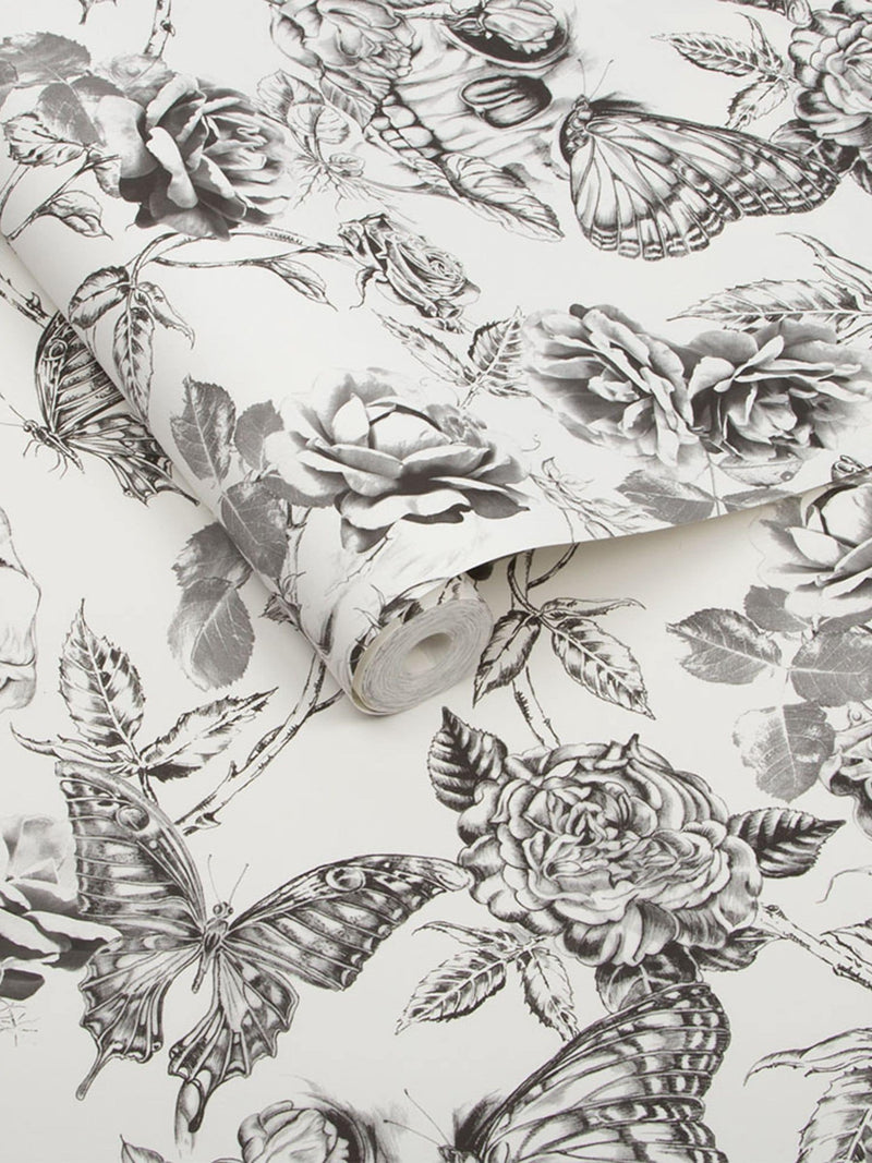 Graham & Brown wallpaper sample Black Skull Roses A4 - British product